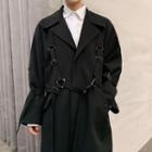 Buckled Button-up Long Trench Coat