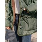 Fleece-collar Drawstring-waist Padded Jacket