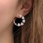 Faux Pearl Hoop Earring 1 Pair - 925 Silver - Stud Earring - Gold - One Size