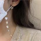 Heart Faux Pearl Surgical Mask Necklace White - One Size