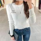 Letter Embroidered Slim-fit T-shirt