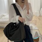 Drawstring Nylon Hobo Bag Black - One Size