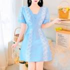 Short-sleeve Butterfly Accent A-line Dress