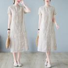 Short-sleeve Embroidered Cheongsam Dress