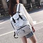 Marble Pattern Canvas Square Backpack
