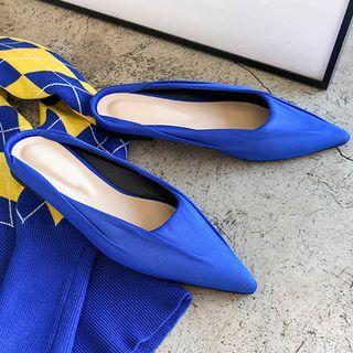 Pointy-toe Fabric Flat Mules