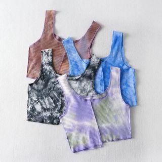 Tie-dyed Ribbed Crop Tank Top