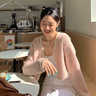 V-neck Boucl  Crop Cardigan
