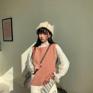 Knit Vest / Lace Blouse