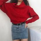 Cropped Mock Neck Knit Top