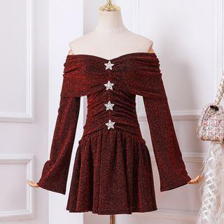 Bell-sleeve Mini Mesh Dress