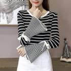 Long Bell-sleeve Striped Top