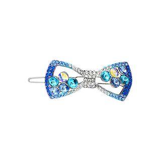 Brilliant Blue Crystal Bow Hair Clips