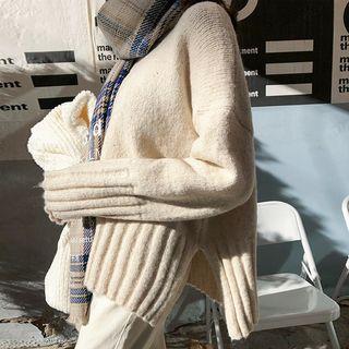 Turtleneck Rib-trim Oversized Sweater