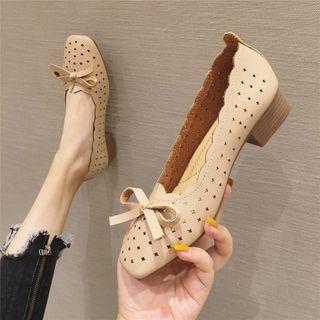 Chunky Heel Star Cutout Pumps