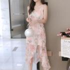 Spaghetti Strap Floral Organza A-line Dress