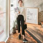 Band-waist Cutout-hem Pants