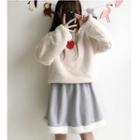 Heart Embroidered Pullover / A-line Skirt / Set: Heart Embroidered Pullover + A-line Skirt