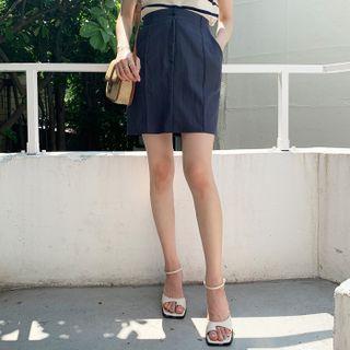 Pintuck Textured Pencil Miniskirt