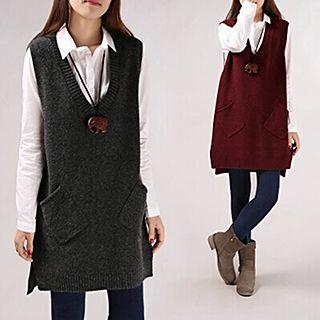 Long V-neck Vest