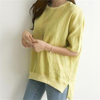Dip-back Elbow-sleeve T-shirt
