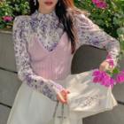 Floral Blouse / Knit Camisole Top / Set