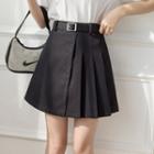 Buckled Plated A-line Skirt