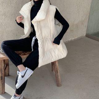 Turtleneck Knit Top / Drawstring-waist Down Vest Jacket / Loose-fit Sweatpants