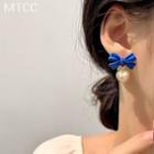 Bow Heart Faux Pearl Alloy Dangle Earring 1 Pair - Studded Earring - Blue Bow & Faux Pearl - White - One Size