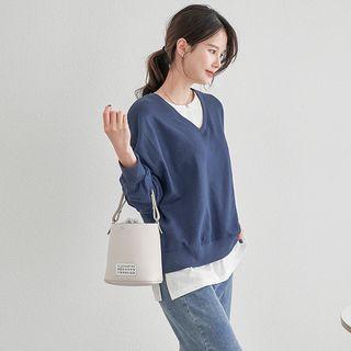 Inset T-shirt V-neck Sweatshirt