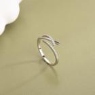 Rhinestone Irregular Open Ring Rs493 - Silver - One Size