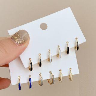 3 Pair Set: Glaze Alloy Hoop Earring