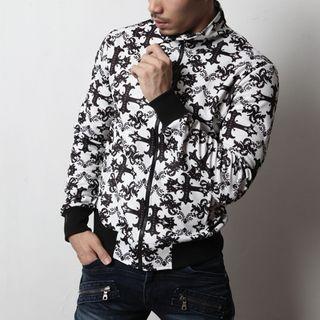 High-neck Cross-pattern Zip-up Jacket