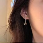 Sterling Silver Fish Tail Drop Earring 1 Pair - 925 Silver Stud - Gold - One Size