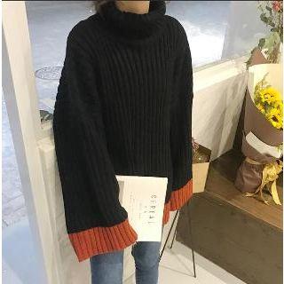 Turtleneck Loose-fit Long-sleeve Knit Top