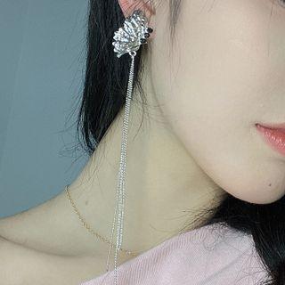 Butterfly Faux Crystal Fringed Earring 1 Pair - Silver - One Size