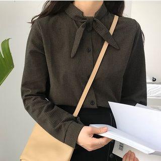 Bow Accent Long-sleeve Blouse