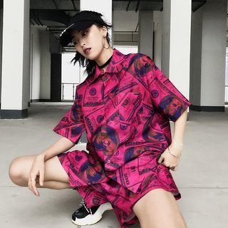 Set: Print Short-sleeve Shirt + Shorts
