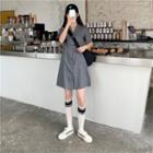 Notch Lapel Short-sleeve A-line Dress