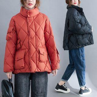 Long-sleeve Argyle Padded Coat