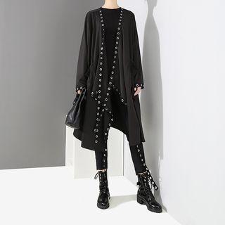 Open Front Trench Jacket Black - One Size