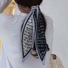 Lettering Print Silky Scarf Black & White - One Size
