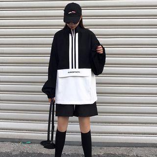 Color Block Half-zip Pullover As Shown In Figure - One Size