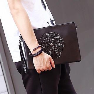 Faux Leather Studded Clutch