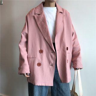 Double-breasted Long-sleeve Blazer As Shown In Figure - One Size