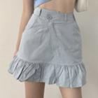 Ruffled Hem Mini A-line Skirt