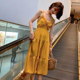 Spaghetti Strap Tie-back A-line Midi Dress