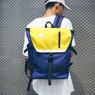 Color Block Belted Oxford Backpack