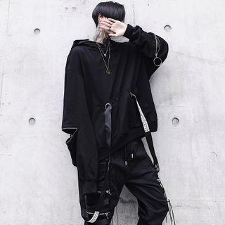 Zip Strap Wide Sweatshirt / Overalls Pants