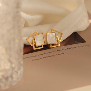 Square Shell Earring 1 Pr - Gold - One Size
